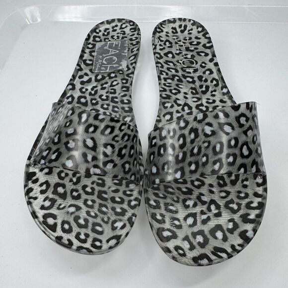 Anthropologie Matisse Clear Jelly Slides Animal Print Size 10 Beach Flip Flops - Picture 8 of 8